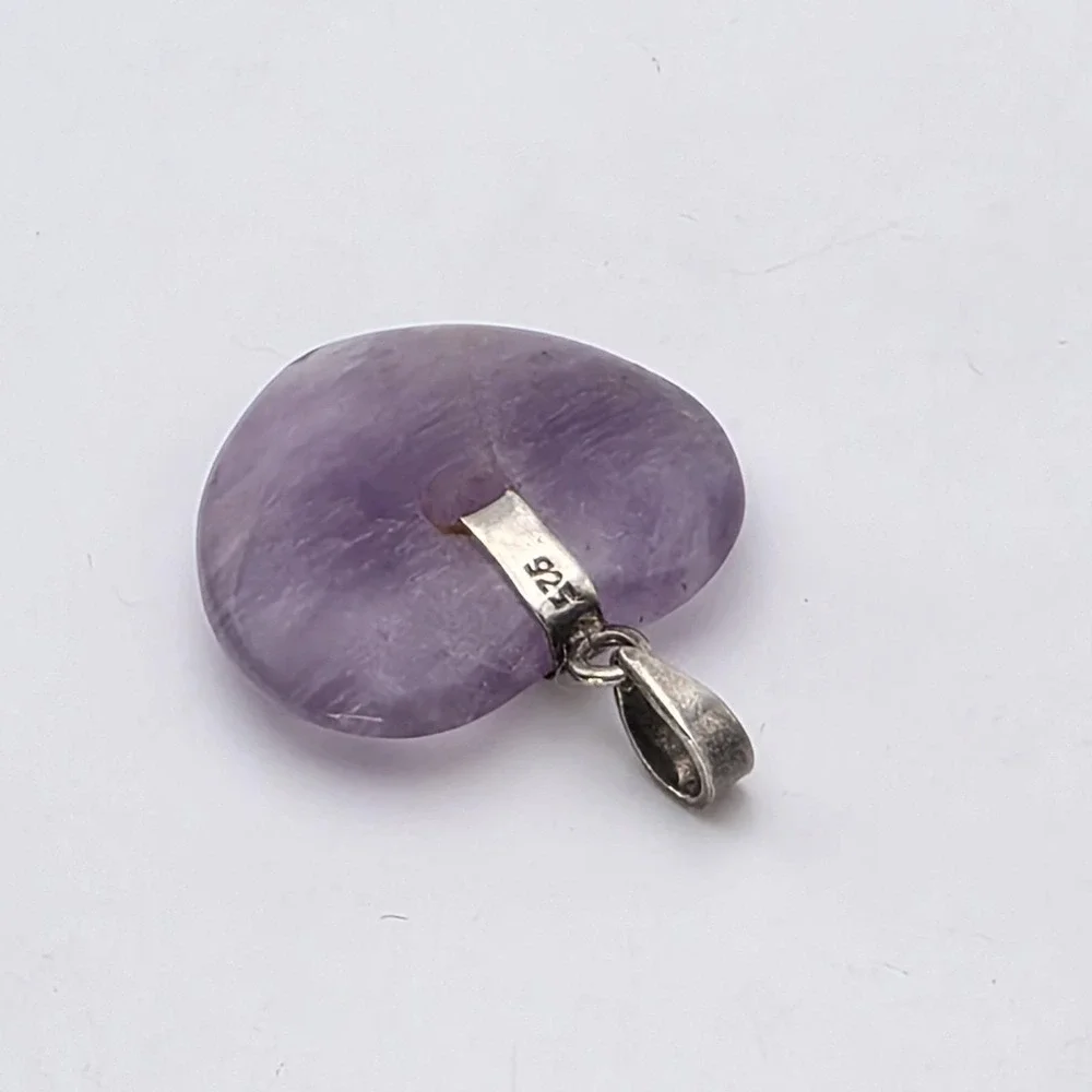 Vintage BOMA Amethyst Heart Pendant 925 Sterling‎ Silver Signed FREE $HIPPING!!